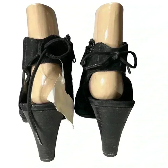 PAUL GREEN Black Leather Slingback Heel Open Toe Sandals Size 6.5 - Picture 4 of 8